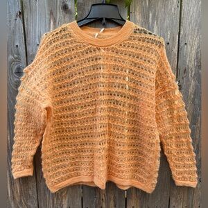 NWT Anthropologie Open-Knit Wool Textured Orange Sweater Size Small